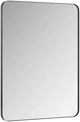 JovyTide Metal Framed Wall Mirror 24 Inch Black Contemporary Design