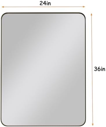 JovyTide Metal Framed Wall Mirror 24 Inch Black Contemporary Design