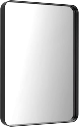 Wall-Mounted Bathroom Mirror 22 x 30 Inches Matte Black