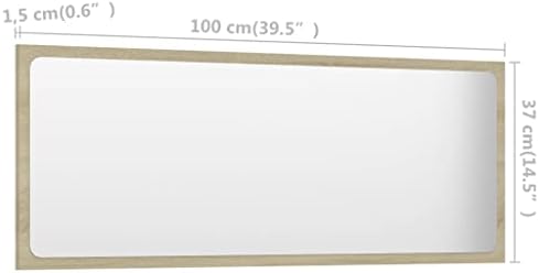 Sonoma Oak Rectangular Wall Mirror for Bathroom