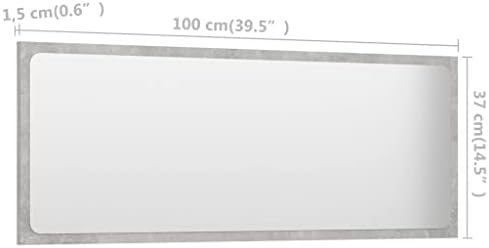 vidaXL Concrete Gray Wall Mirror 394x146