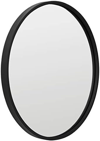 JupiterForce 18 Inch Black Round Wall Mirror with Metal Frame