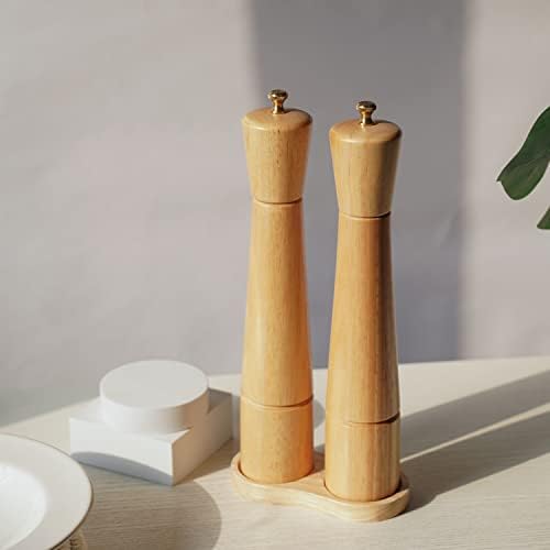 DeroTeno Salt Pepper Mill Set with Tray