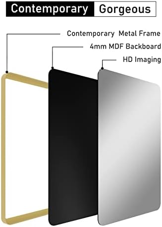Gold Pivot Vanity Mirror 36x24 Inch Shatterproof Modern
