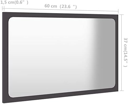 CUMYZO Gray Bathroom Mirror 236x146 Inch Engineered Wood Vanity