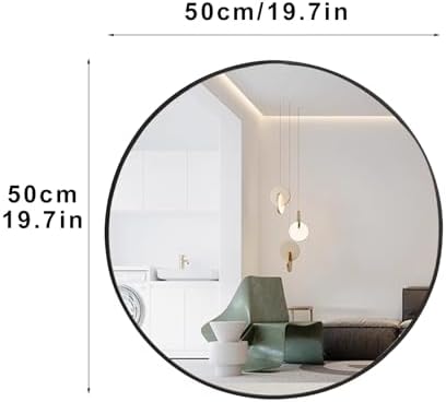 ZPRYZHD 50cm Black Round Wall Mirror with Shatterproof Glass
