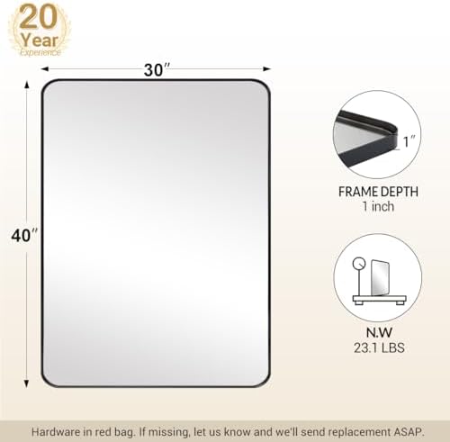 ANDY STAR Black Bathroom Mirror 30x40
