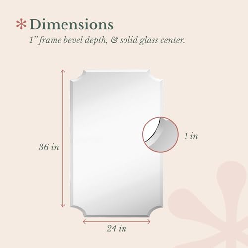 Hamilton Hills 24x36 Inch Scalloped Frameless Mirror