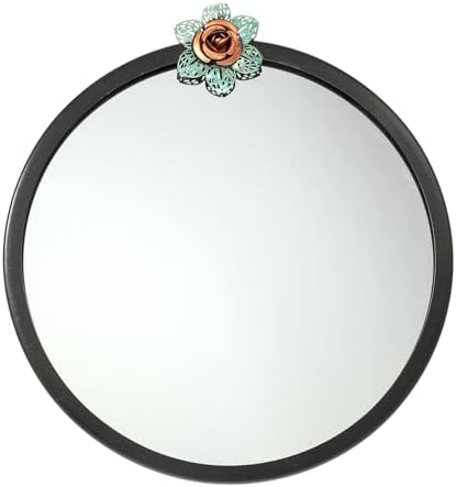 Unomor Nordic Wall Mounted Iron Mirror with Floral Design