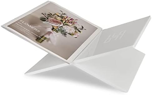 Honygebia White Acrylic Book Stand - Cross Frame Holder for Display Reading