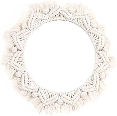 Alipis Beige Woven Wall Mirror for Bedroom and Bathroom