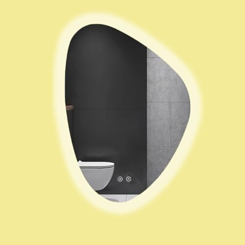 HTLTGBAM Irregular Bathroom Mirror with LED Backlight and Defogging