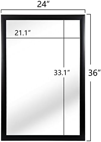 Oteymart 24x36 Modern Black Wall Mirror