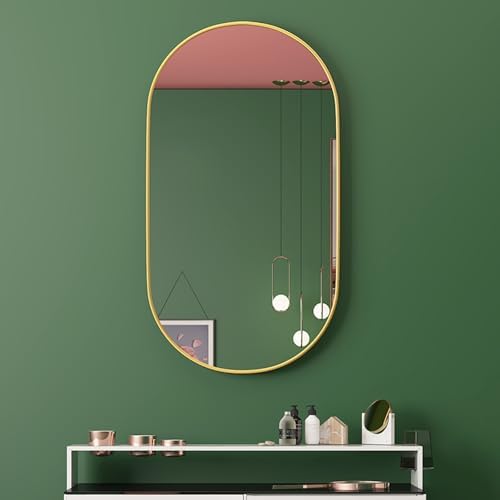 FLIPP Oval Bathroom Mirror with Gold Frame 70x40cm