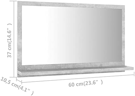 vidaXL Modern Wall Mounted Bathroom Mirror Concrete Grey