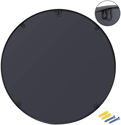Saicool 18-Inch Black Circle Wall Mirror with Metal Frame