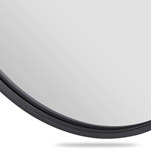 JupiterForce 18 Inch Black Round Wall Mirror with Metal Frame