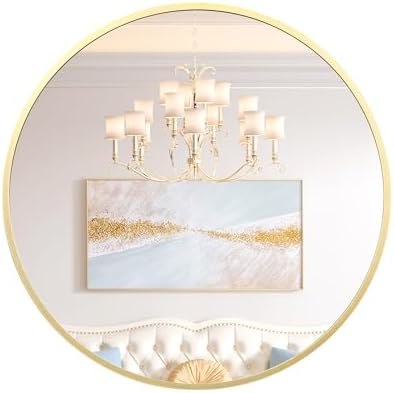 Takywep 18 Inch Round Mirror with Aluminum Frame
