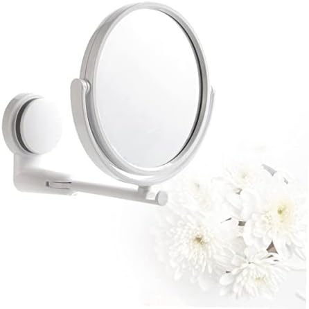 Adjustable Round Wall-Mounted Makeup Mirror with 180 Rotation No Drilling