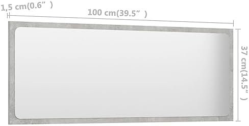 CUMYZO Bathroom Mirror Concrete Gray 394x146 Inch 1