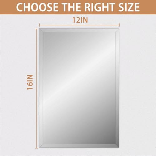 Frameless Mirror 12x16in Shatterproof Bathroom Vanity