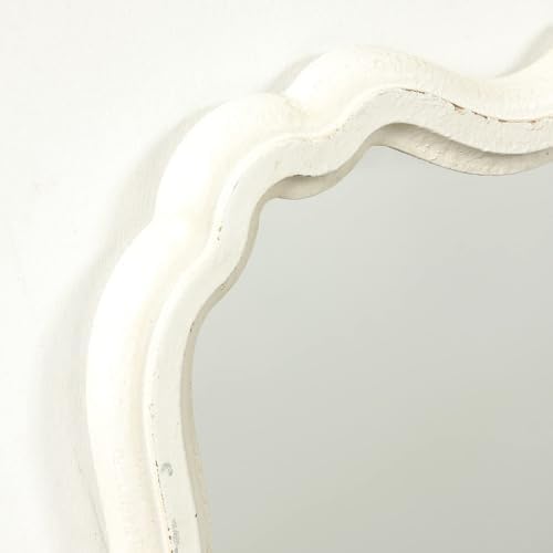 Rustic White Scalloped Wall Mirror 12x15