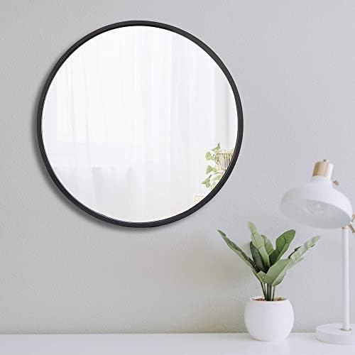 Saicool 18-Inch Black Circle Wall Mirror with Metal Frame
