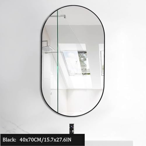 Golden Oval Arched Bathroom Mirror with Metal Frame - Black 157x276IN