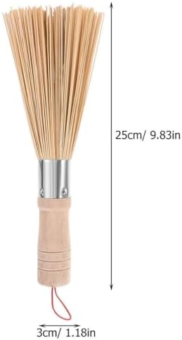 Bamboo Wok Brush with Wood Handle for Cast Iron Pots and Pans
