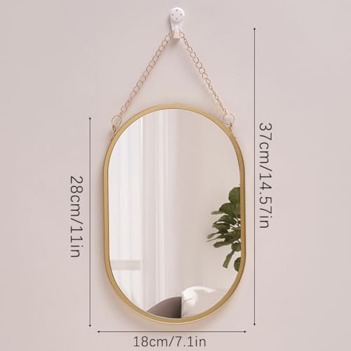 EUBUY Hanging Mirror with Strap and Frame