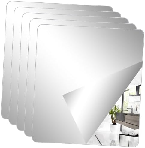 Mobestech 4 Pack Self-Adhesive Vanity Mirror Tiles Black 20x20cm