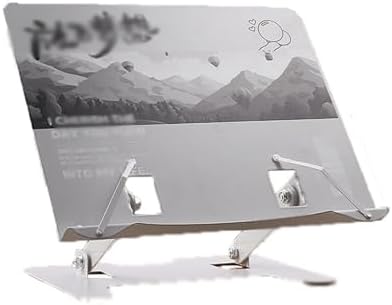 ZDOYUN Creative Metal Cookbook Stand with Adjustable Holder and Elastic Page Gripper Grey