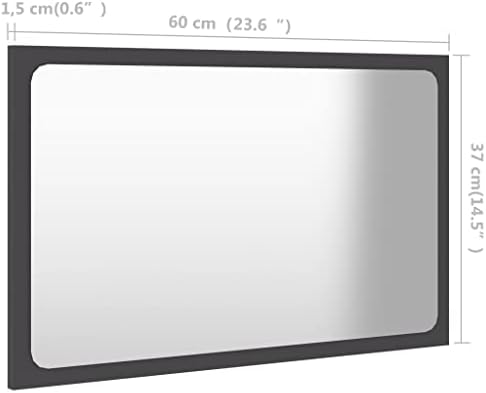 CUMYZO Gray Bathroom Mirror 236x146 Inch Engineered Wood Vanity