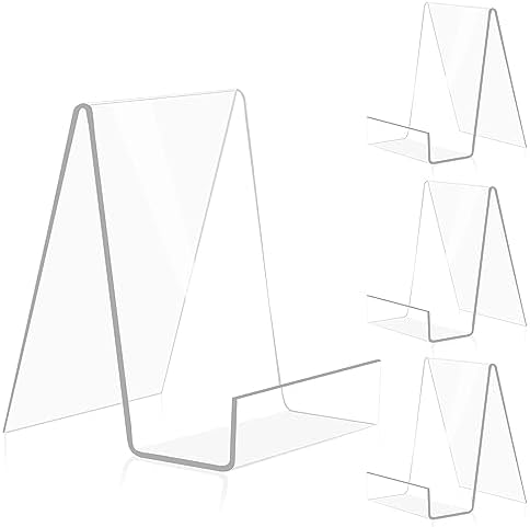 Trophable 4 Pack Clear Acrylic Book Stand for Books Magazines Tablets