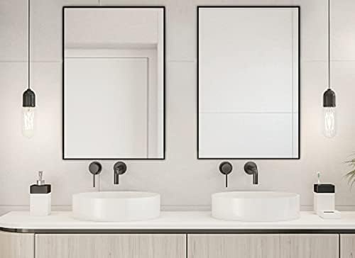 Large Rectangular Bathroom Mirror With Wooden Frame 40X24 Black