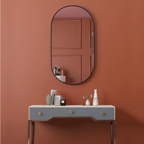 DELURA Gold Oval Mirror - Black 40x60cm