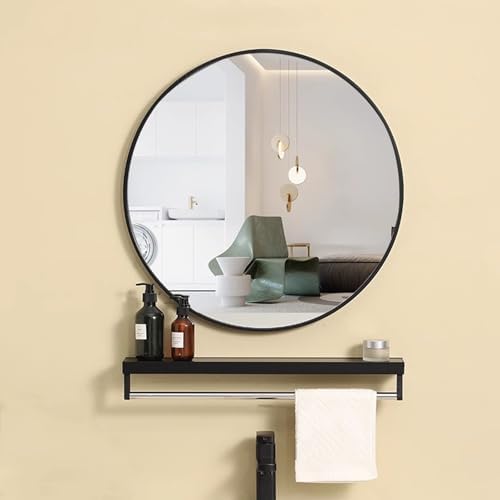 Round Mirror with Aluminum Frame for Bathroom and Entryway