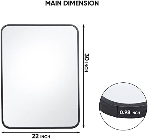 SUPER DEAL 22x30 Inch Black Wall Mirror for Bathroom and Entryway