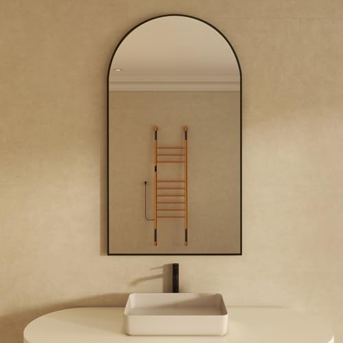 Arched Oval Mirror with Aluminum Frame 40x60CM Black