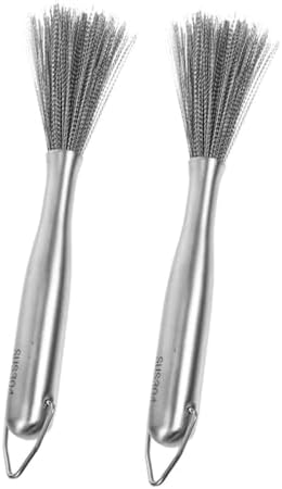 SHOWERORO Stainless Steel Cleaning Brush with Long Handle Cast Iron Pan Scrubber