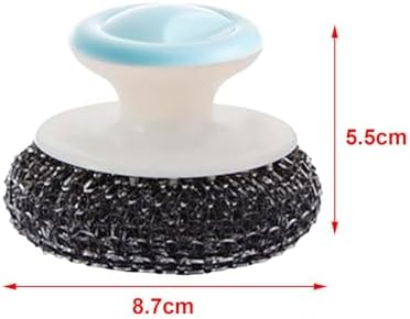 Metal Dish Brush for Cast Iron Cleaning with Handle Blue