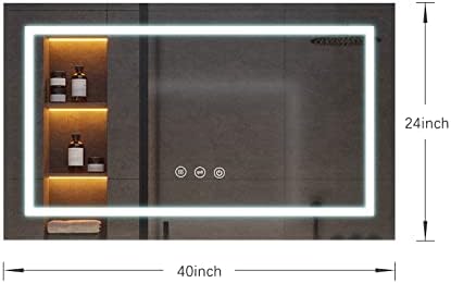 MEILLEUREVIE Bathroom Mirror 24x40 LED with Double Light and Anti-Fog