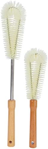 2Pcs Wooden Handle Bottle Brush for Cleaning Cups Glasses Sinks