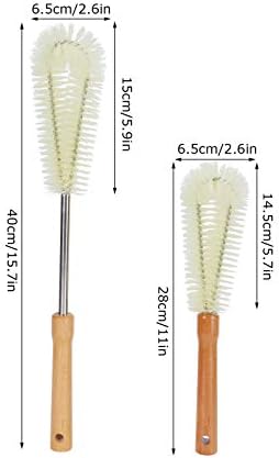 2Pcs Wooden Handle Bottle Brush for Cleaning Cups Glasses Sinks