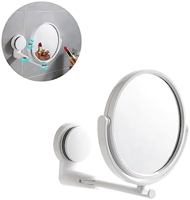 Adjustable Round Wall-Mounted Makeup Mirror with 180 Rotation No Drilling