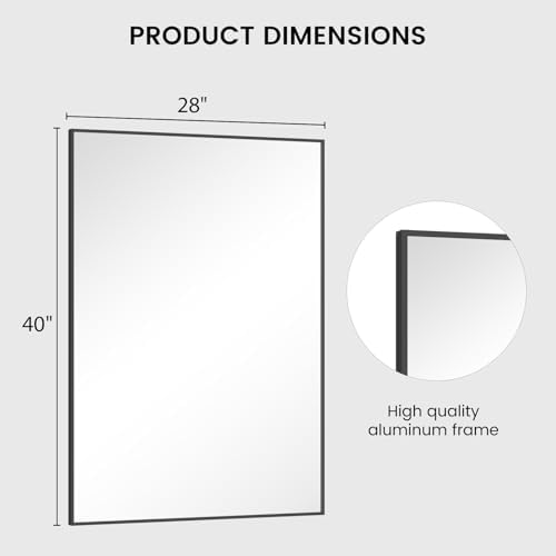 HOMECOOKIN Black Metal Bathroom Mirror 28x40 Inch