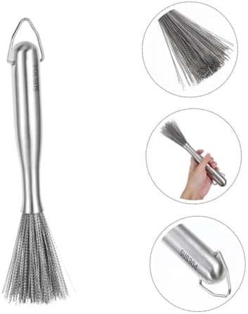 SHOWERORO Stainless Steel Cleaning Brush with Long Handle Cast Iron Pan Scrubber