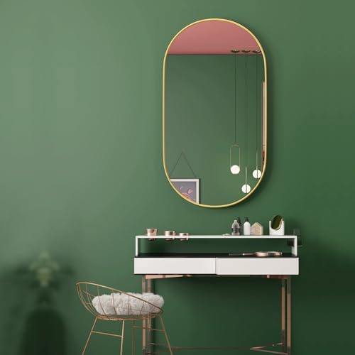 Gold Oval Mirror - 40x60cm Framed Bathroom Decor