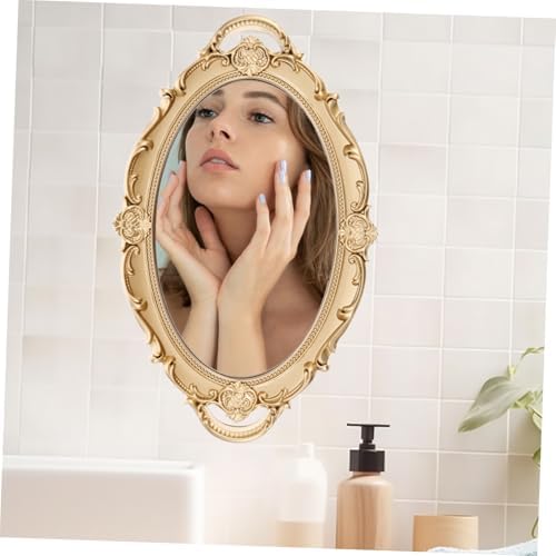 GLEAVI Baroque Wall Mirror with Gold Frame and Glass Tray