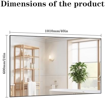WONSTART 40x24 Black Aluminum Wall Mirror